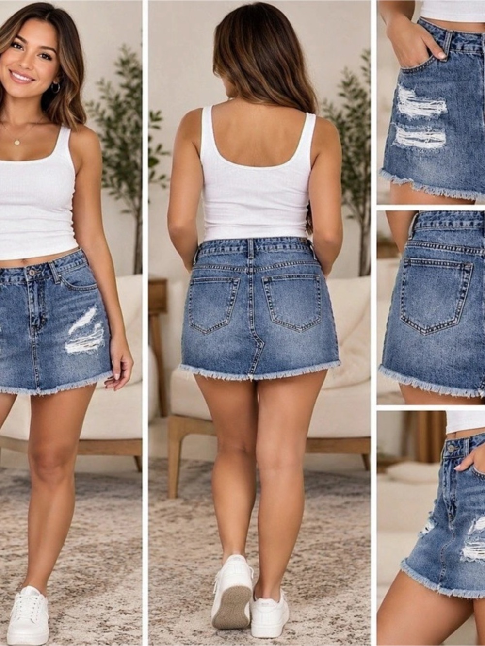 Vanilla Star Distressed Denim Mini Skirt Size Small NWT